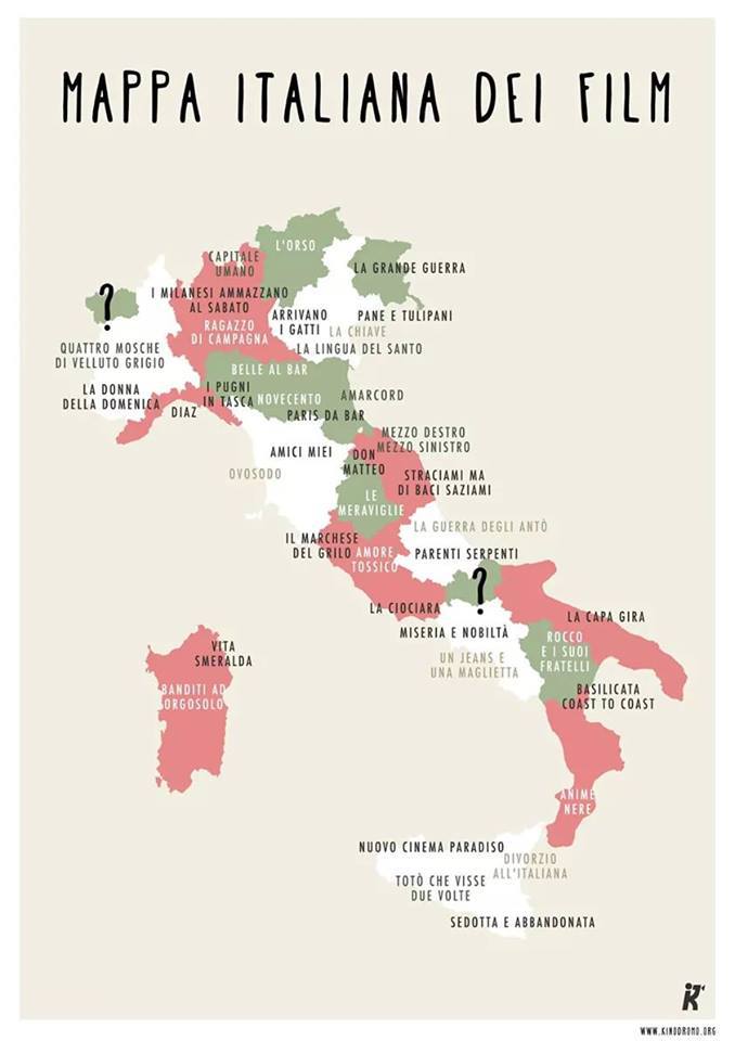 Culture: map of Italy by Classic Italian film