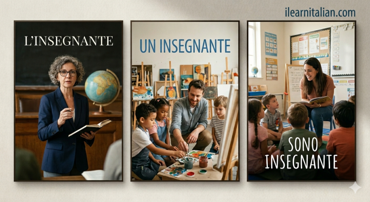 L’insegnante, un insegnante o sono insegnante? La logica nascosta degli articoli italiani