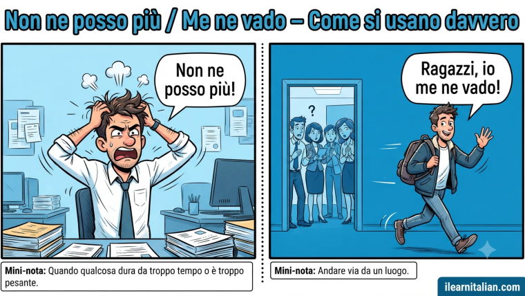Il pronome NE e i verbi pronominali #1 Me ne vado Non ne posso più